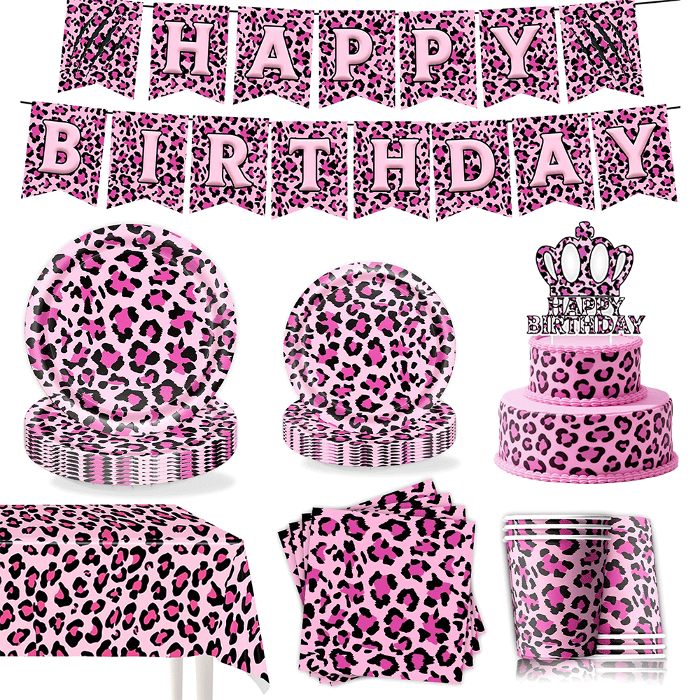 Confetti Balloon Set - Pink Leopard Print Birthday Party Supplies