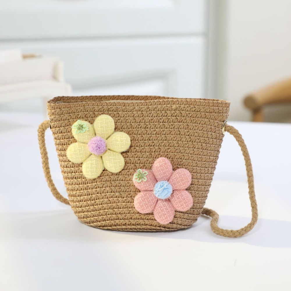 Flower Girl Basket - Handmade Woven Girl Flower Straw Bag
