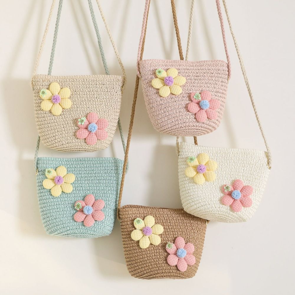 Flower Girl Basket - Handmade Woven Girl Flower Straw Bag