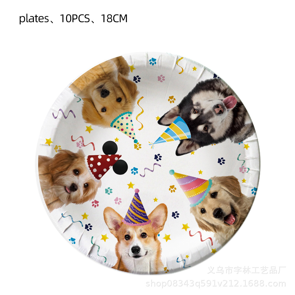 Pet Dog Party Plates Cup Napki - Confetti Balloon Set ulasan dan harga