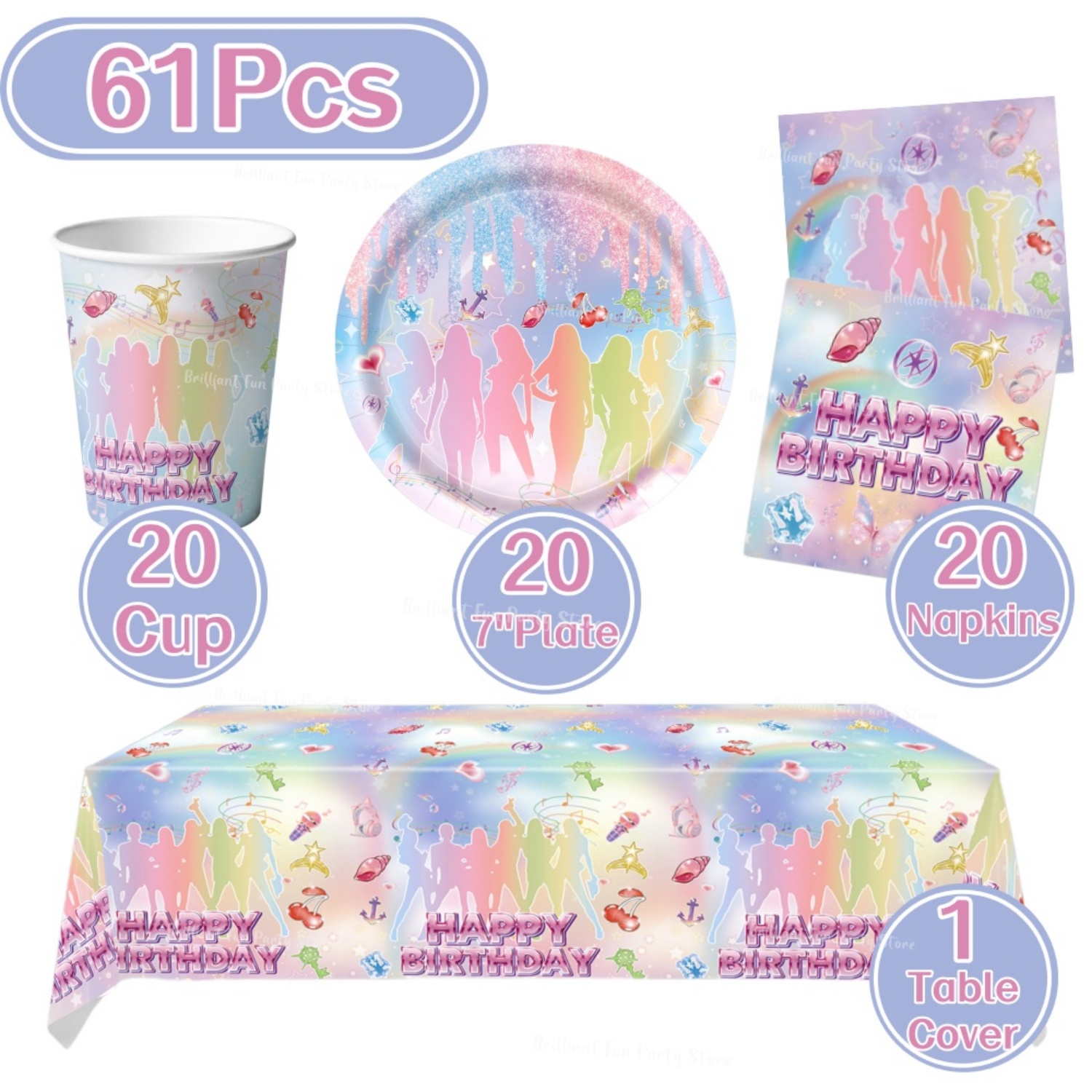 61Pcs Kpop FansBirthday Dispos - Wedding Day Supply Kit ulasan dan harga