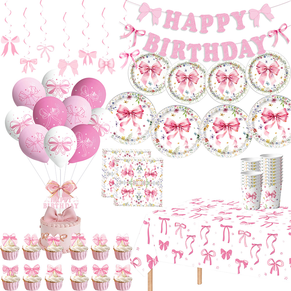 Pink Bow Girls Birthday Decora - Confetti Balloon Set ulasan dan harga