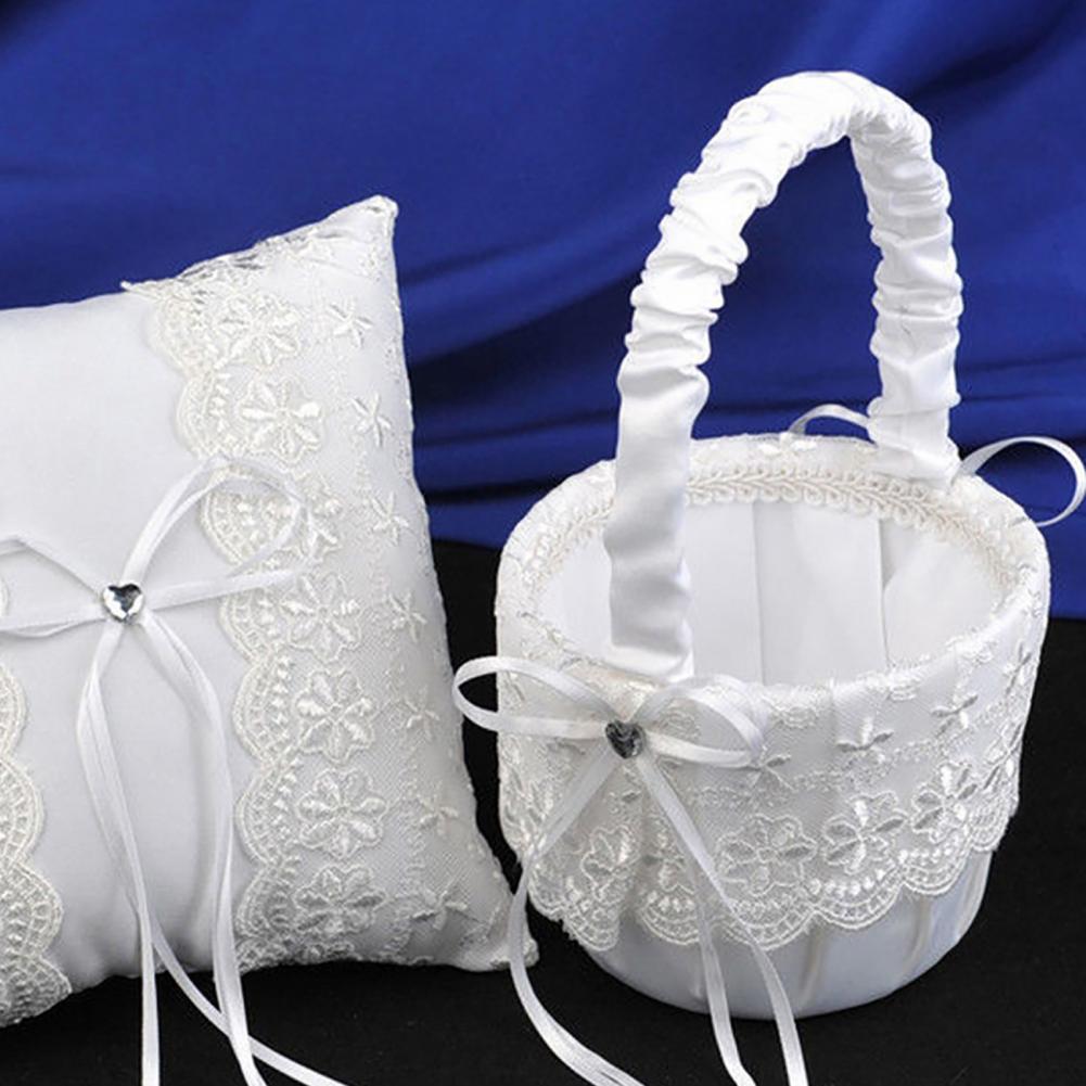 Romantic Flower Pearl Bowknot  - Flower Girl Basket ulasan dan harga