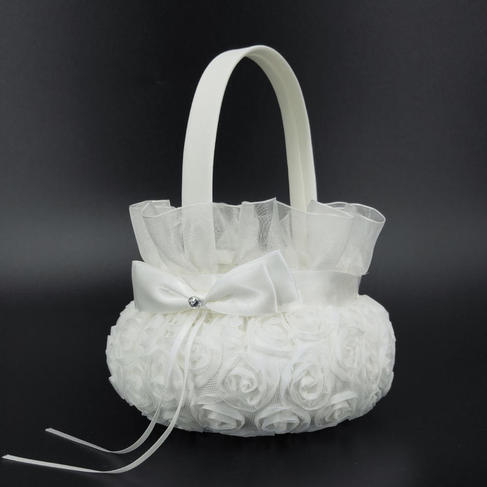 Romantic Flower Pearl Bowknot  - Flower Girl Basket ulasan dan harga