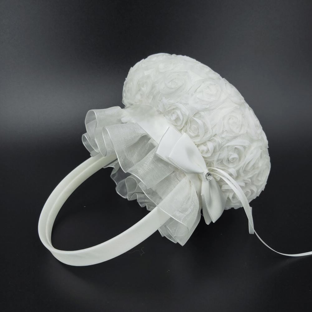 Romantic Flower Pearl Bowknot  - Flower Girl Basket ulasan dan harga