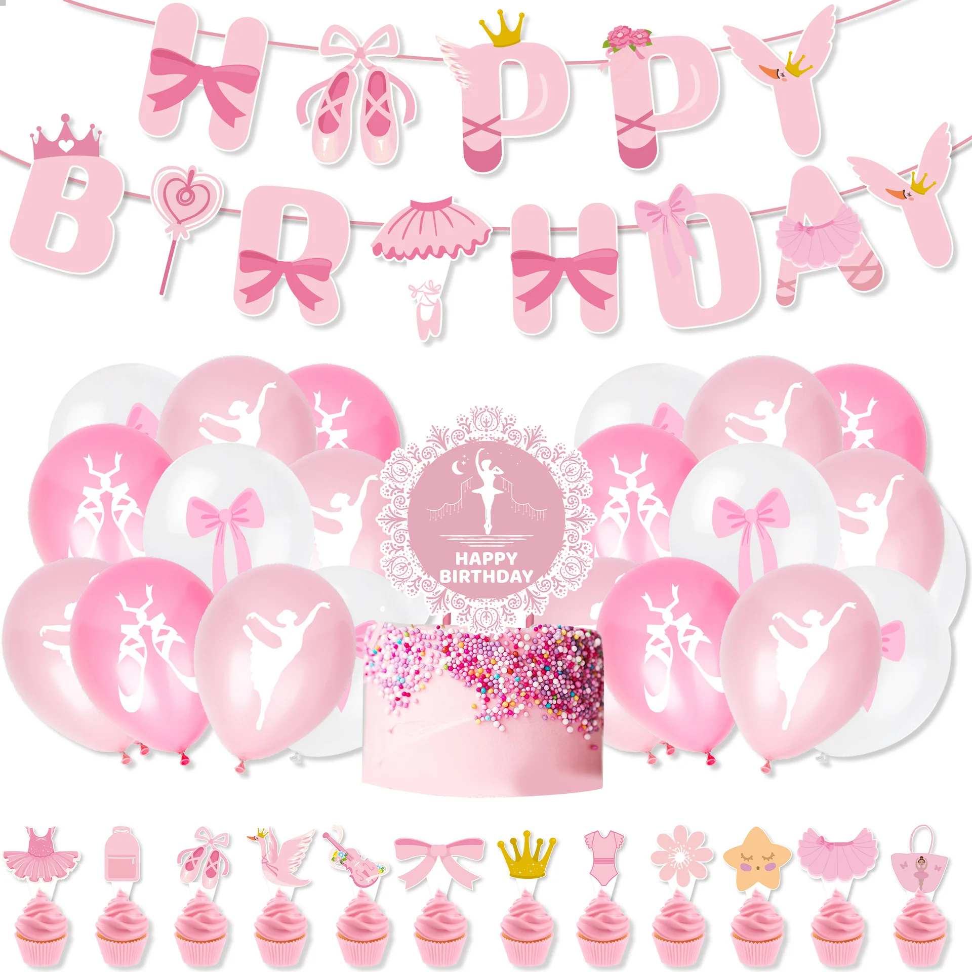 Pink Ballerina Ballet girl Hap - Confetti Balloon Set ulasan dan harga