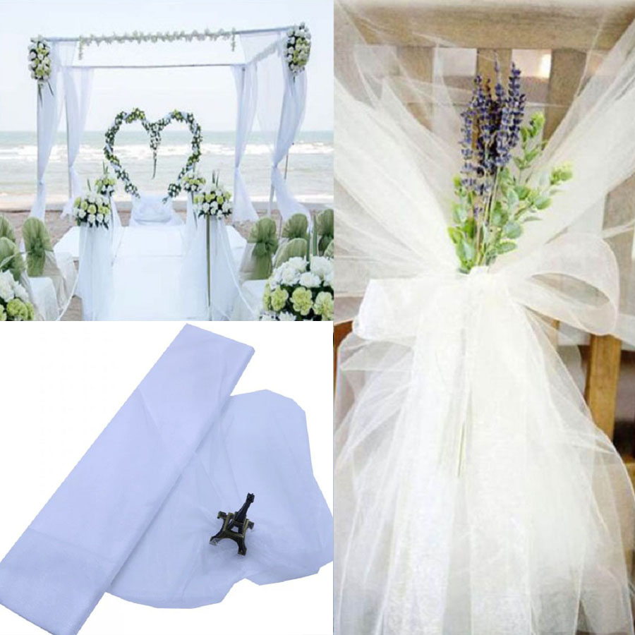 10m Wedding Decoration Tulle R - Chair Sash Organza ulasan dan harga