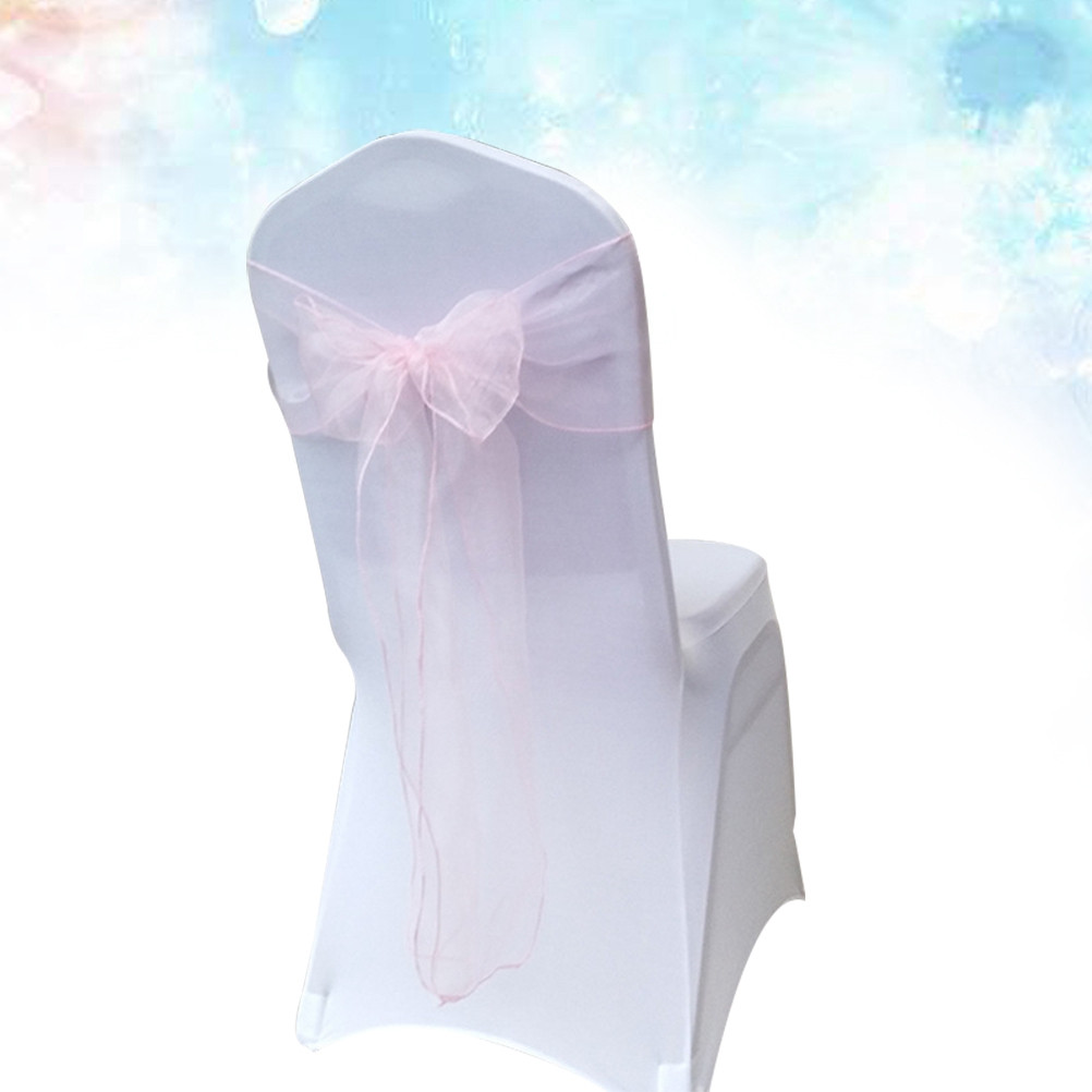 10Pcs Pink Chair Cover Sashes  - Chair Sash Organza ulasan dan harga