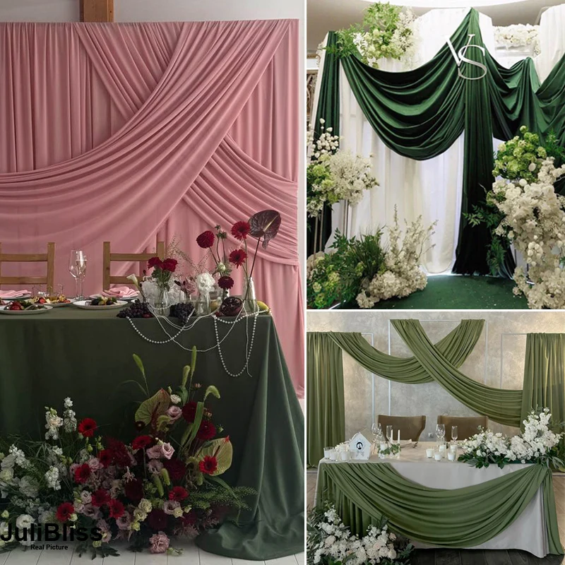 Olive Avocado Green Knitted Fa - Wedding Backdrop Curtain ulasan dan harga