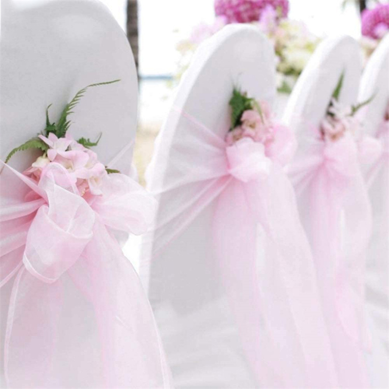 10/50/100PCS Wedding Chair Dec - Chair Sash Organza ulasan dan harga