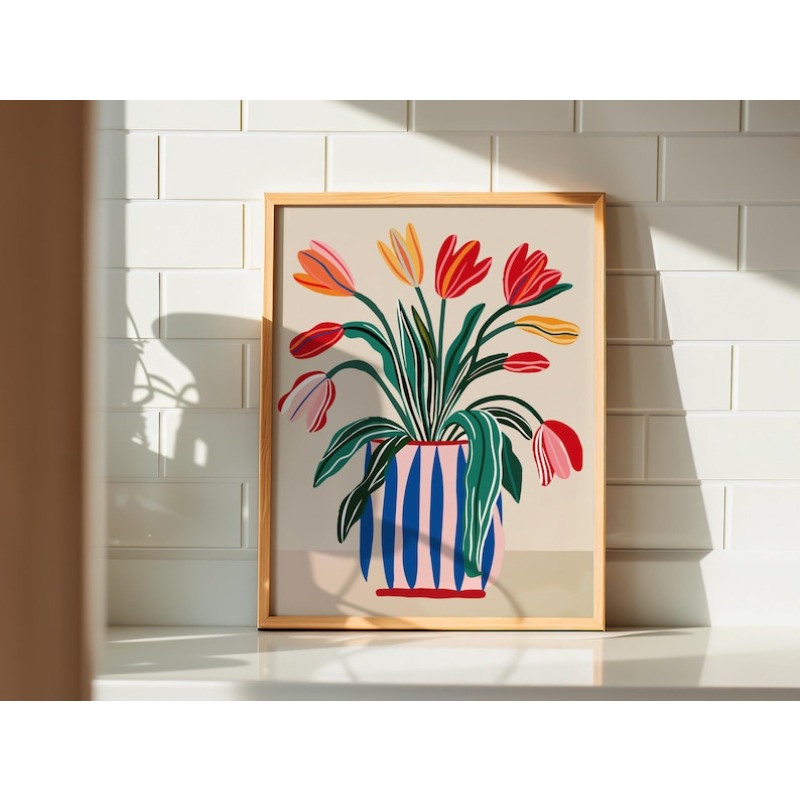 2pcs Tulip Flowers Canvas Wall - Flower Girl Basket ulasan dan harga