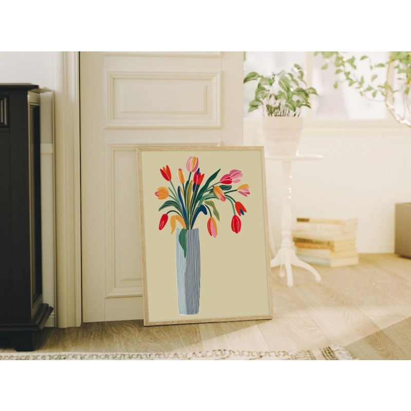 2pcs Tulip Flowers Canvas Wall - Flower Girl Basket ulasan dan harga