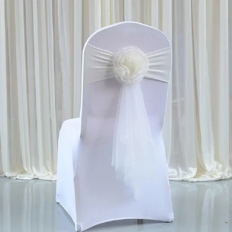 10pcs/lot White Chair Bow Tie  - Chair Sash Organza ulasan dan harga