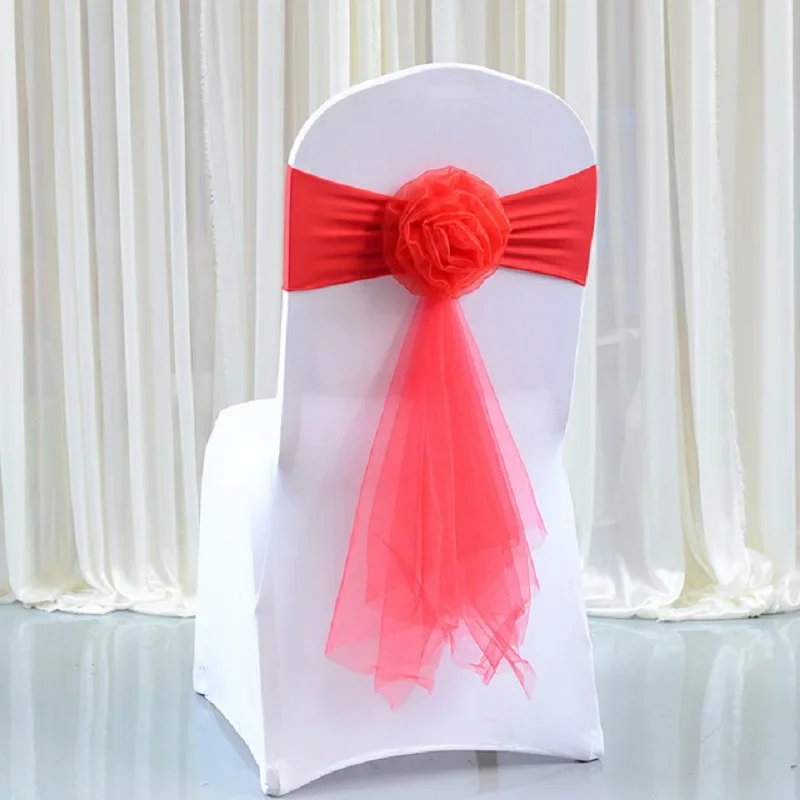 10pcs/lot White Chair Bow Tie  - Chair Sash Organza ulasan dan harga