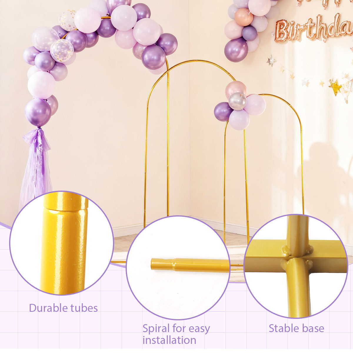 3Pack Golden Metal Arch Kits,  - Wedding Balloon Arch ulasan dan harga